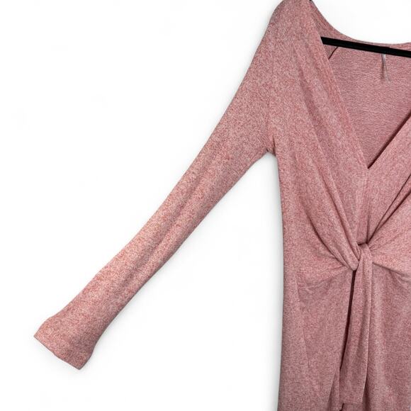 Free People Pink Knit Tie Front Sweater Dress - Size S Minimalist Indie Fall - Picture 5 of 12
